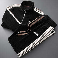 Warm Sports Suit Men's Zipped Stand Collar Cardigan