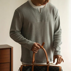 Three-dimensional Waffle Loose False Two Pieces Short Sweater For Men