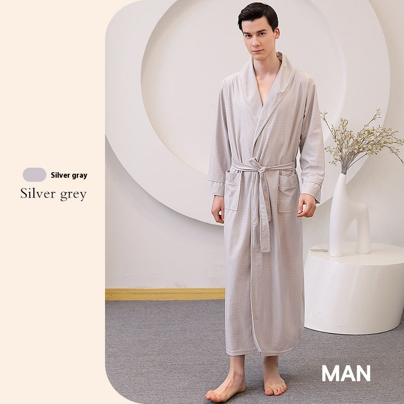 Thin Satin Bathrobe Water-absorbing Quick-drying Couple Nightgown