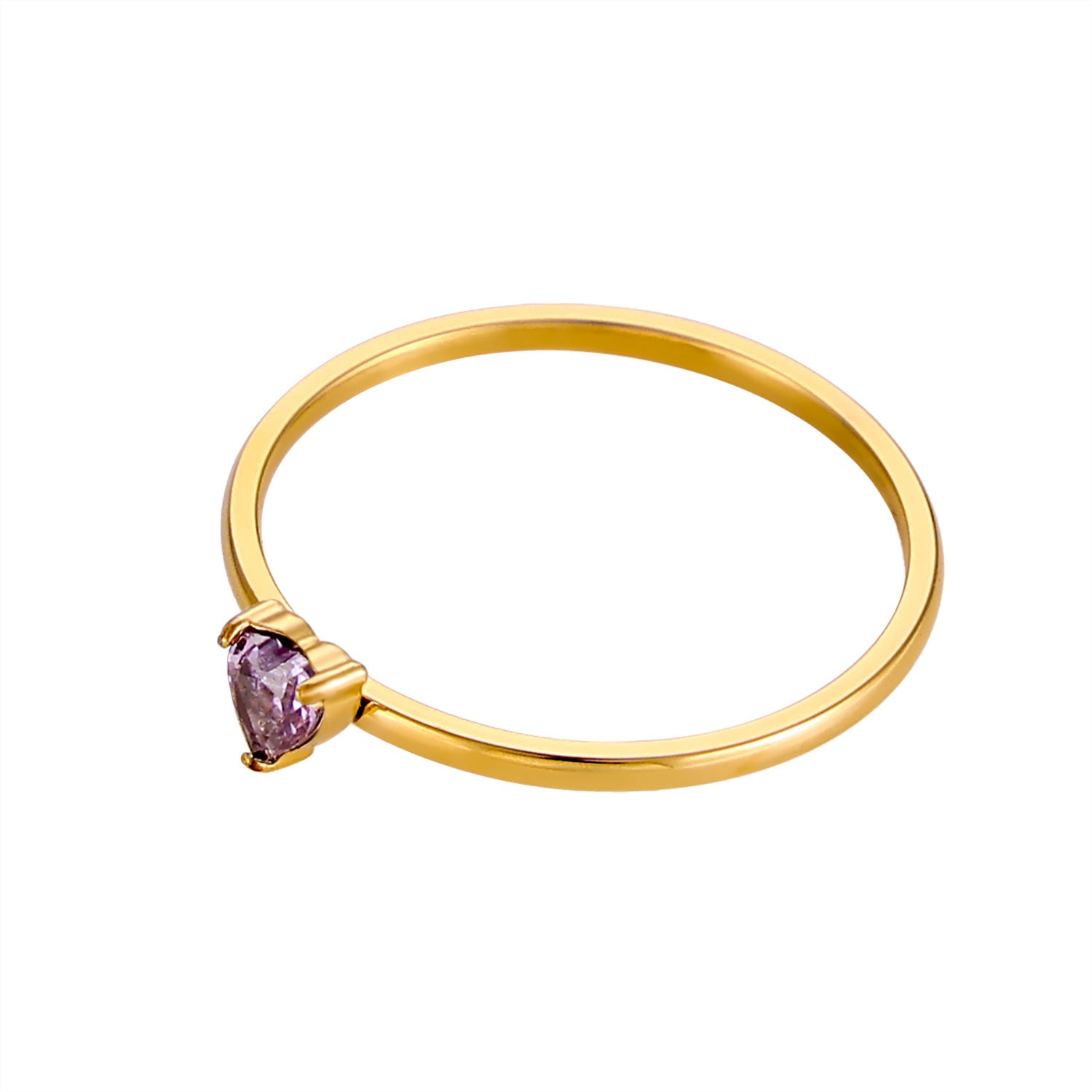 12-color Birthday Stone Birthday Stone Peach Heart Zircon Ring