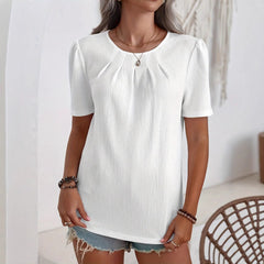 Women's Intellectual Loose White Women's Short Sleeve Loose T-shirt French Top
