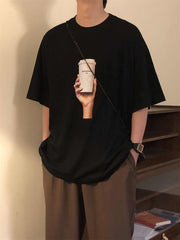 Retro Street Loose High-grade Round Neck Short Sleeve T-shirt Top Men