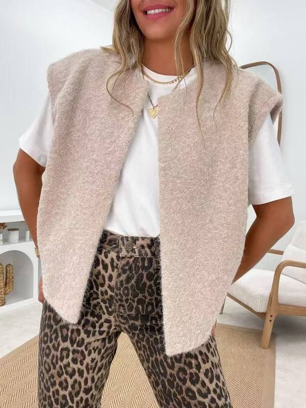 V-neck Double-sided Hand-stitched Wool Overcoat Vest