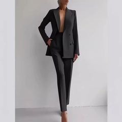 Casual Suits Fashion Long Sleeve Single-breasted Jacket Top And Slim Fit Trousers Women's Business Suits