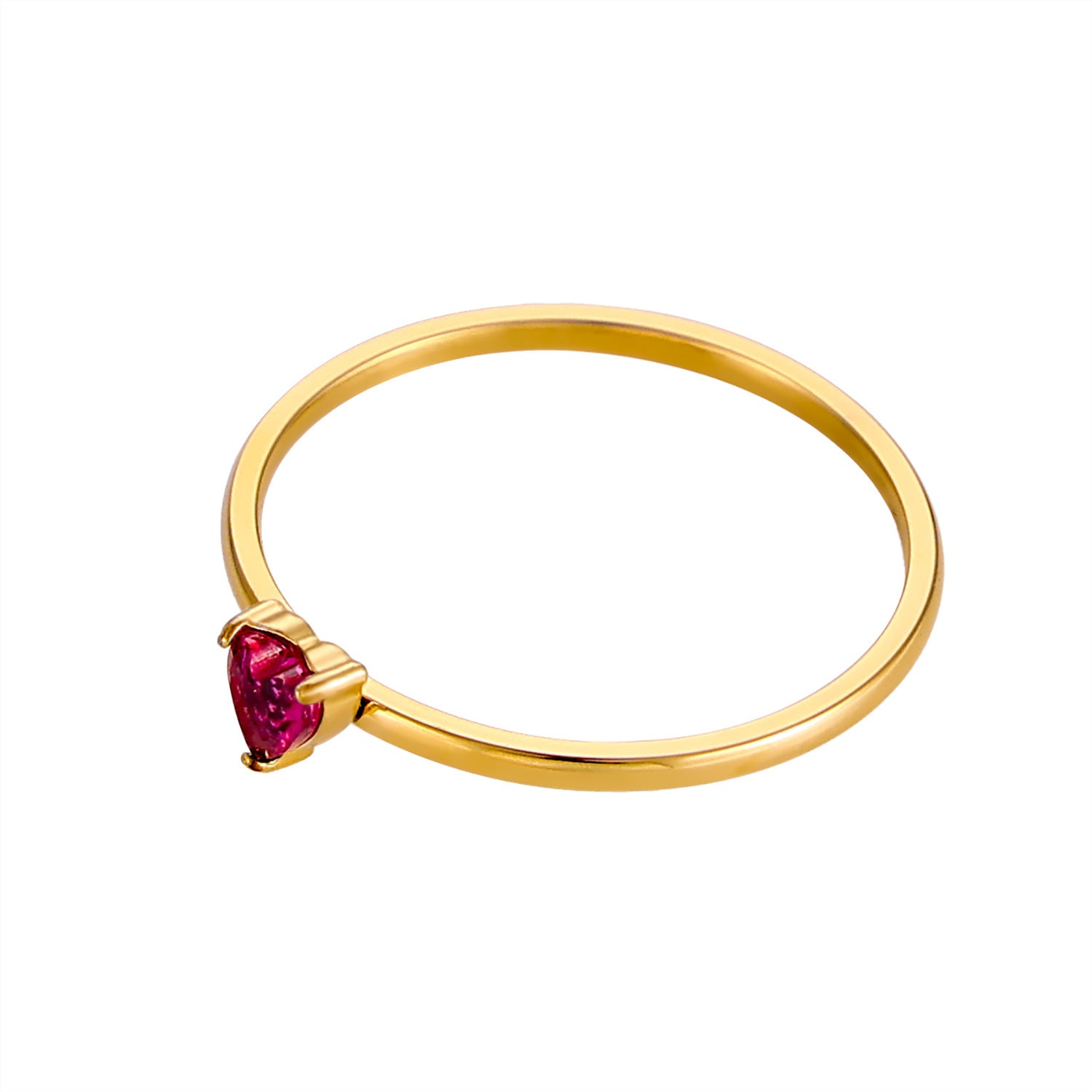 12-color Birthday Stone Birthday Stone Peach Heart Zircon Ring