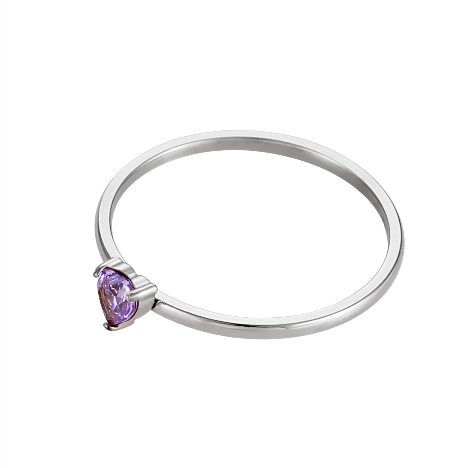 12-color Birthday Stone Birthday Stone Peach Heart Zircon Ring