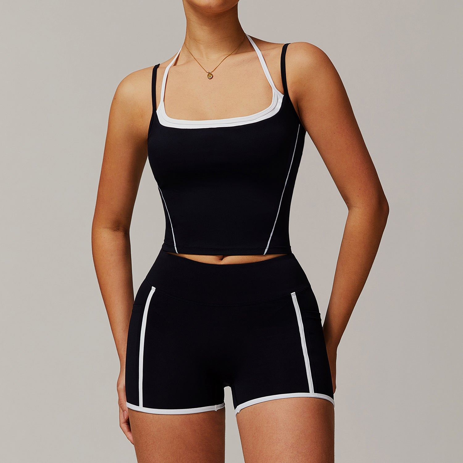 Casual All-match Fitness Fake Two-piece Halter Beauty Back Yoga Suit
