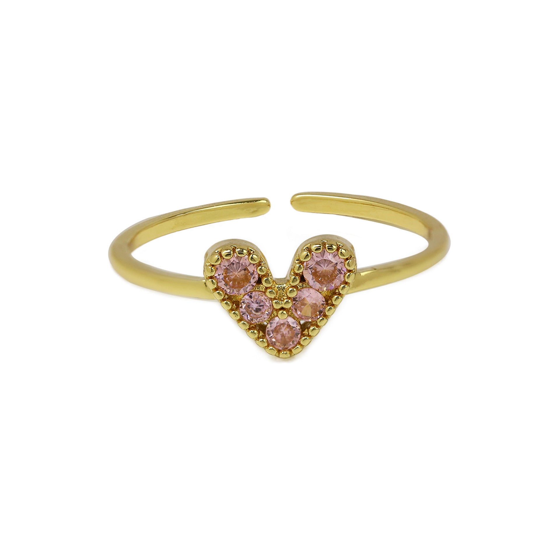 Brass 18K Gold Plated Color Zirconium Love Women's Ring