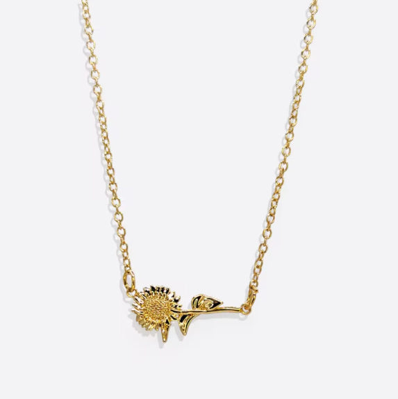 Birthday Flower Necklace Personalized High Quality Stainless Steel 18K Gold Plated Ladies Daily 3D Jewelry Birthday Gift For Her
