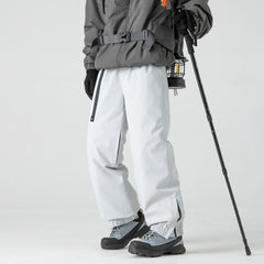 Fleece-lined Ski Pants Windproof Hard Shell Charge Down Wadded Trousers