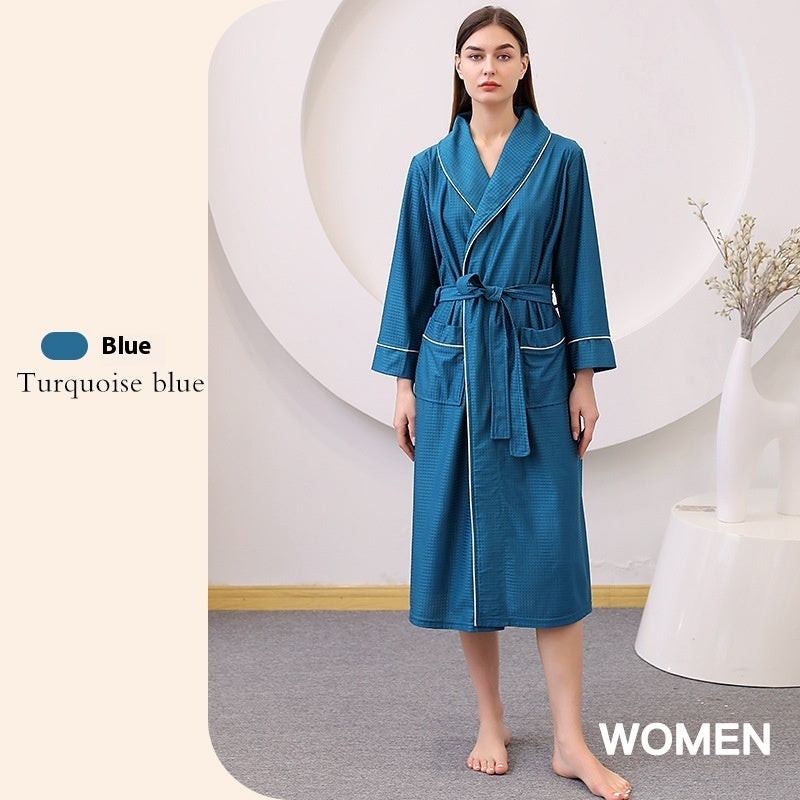 Thin Satin Bathrobe Water-absorbing Quick-drying Couple Nightgown