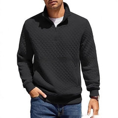 Long Sleeve Knitted Zip Pullover Plaid Sweatshirt