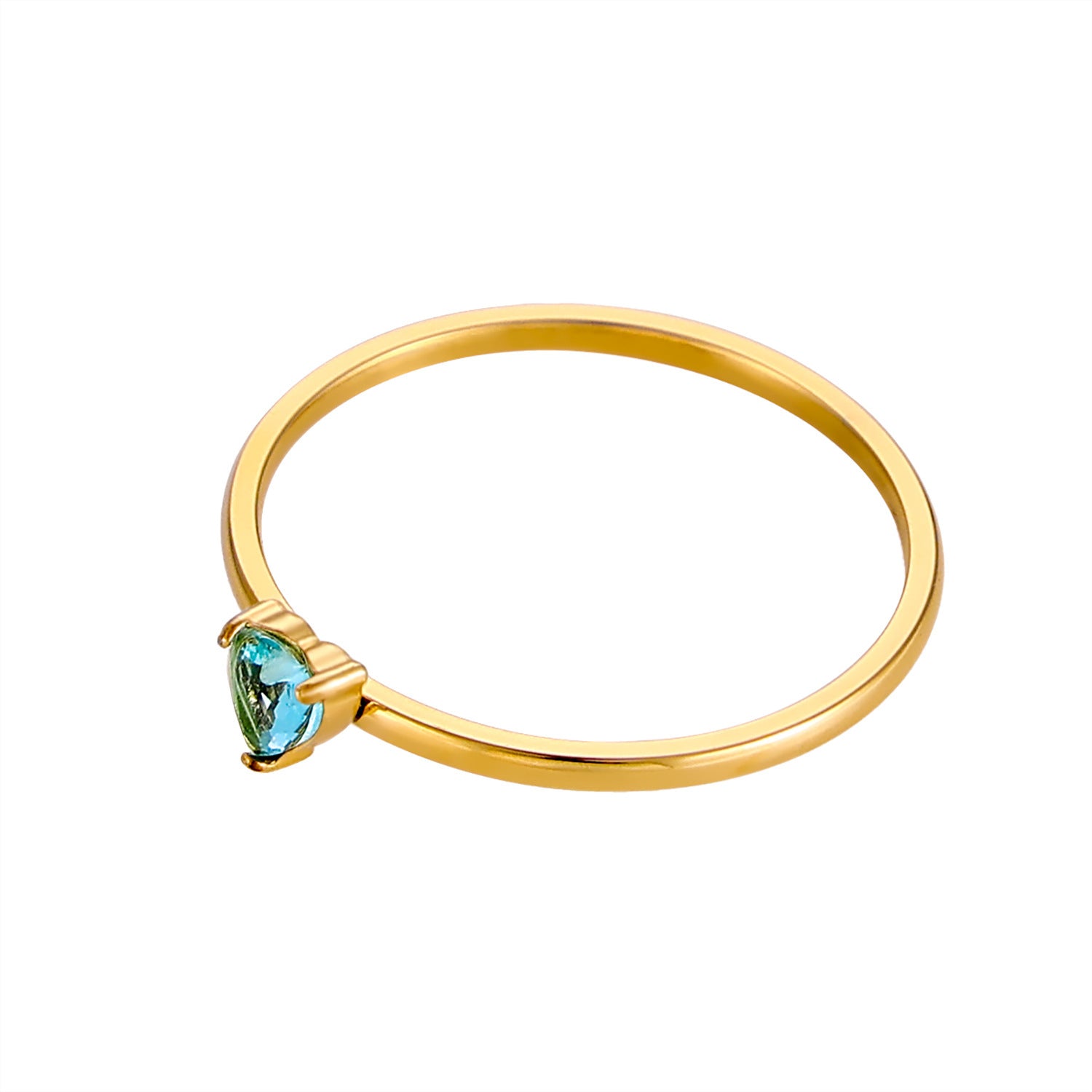 12-color Birthday Stone Birthday Stone Peach Heart Zircon Ring