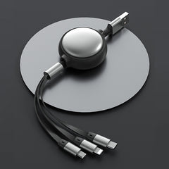 3 In1 USB Cable Micro USB Type C Cable 3 In 1 2.4A Retractable USB C Charging Cable