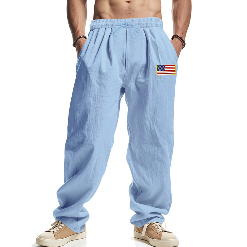 American Spring Men's Linen Hip Hop Machete Wide Leg Trousers